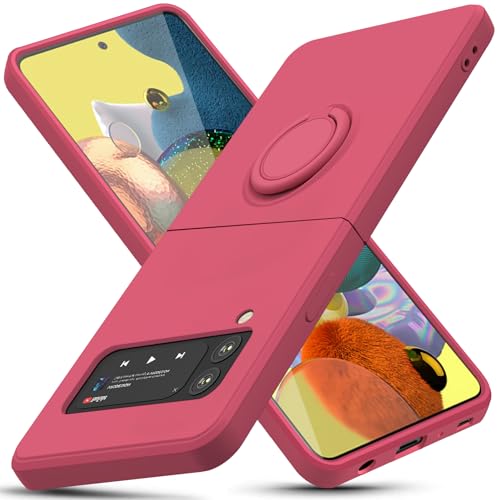 GTUJWN �P�[�X �Ή� Galaxy Z Flip3 �p�� �P�[�X �����O�t�� �ϏՌ� TPU �ԍڃz���_�[ �V���R�� �X�^���h�@�\ 360�x��] ���^ �y�� �Ή� �M�����N�V�[z flip3 SC-54B SCG12 �p�̃J�o�[ �Ռ��z�� �J�����ی�