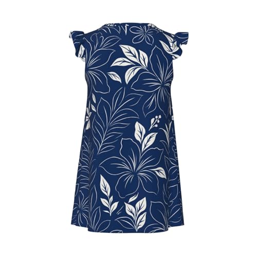 Augenstern Flutter Sleeve Nightgown Pajama Gown Hibiscus Floral Pattern Easy Pull-On Sleepwear Nightdress2