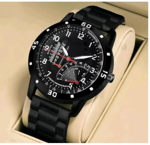 Cu Meter Dial Bumpper Pu Black Belt Men and Boy Watch