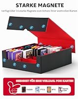 ZLCA Trading Card Storage Box, Commander Card Deck Case Holds 2400+ Cards, MTG Deck Box mit 4 Stopfen, Magic Card Organizer für TCG PTCG Karten(schwarz-rot) – Ansicht 4