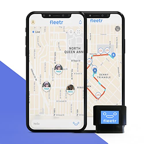 Fleetr GPS Tracker for Vehicles – Real Time OBD Tracking Device for Cars Vans Trucks Fleet – Car Security Driver Safety Monitoring – Car Tracker for Kids, Family, Business
