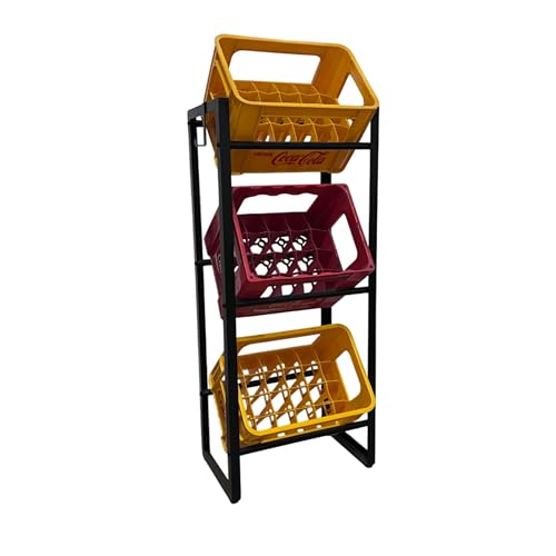 SCHULTE Regalwelt Getränkekistenregal mit 3 Ebenen ca. 57x115x32 cm (LxHxB) 120 Kg Feldlast schwarz