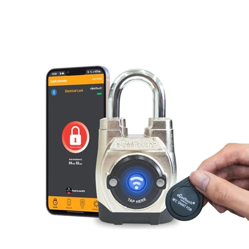 5 GT2500ShX}[gbN(V[gVbN) X}zENFC^O [dœdrsvI eGeeTouch Outdoor Smart Padlock 5th Gen, IP66 Weatherproof, Rugged D