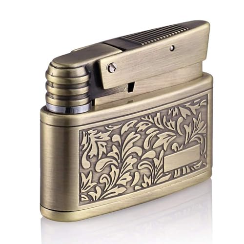 Lliang Briquet Vintage Réutilisable Antique Coupe-Vent Flamme Douce Kérosène Pliant Extérieur Camping Cadeau Homme Cuivre Doré – vue 3