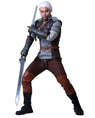 Doa5u Pai Costumes - miccostumes Men's Geralt of Rivia Cosplay Costume Outfit (XL,