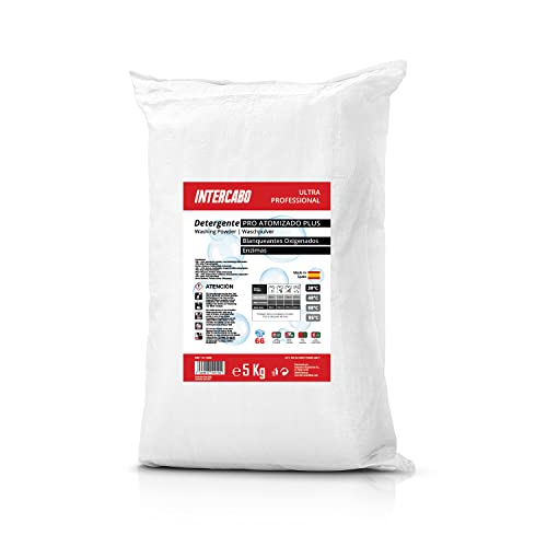 Intercabo - Detergente en polvo - Detergente Lavadora 5Kg - Detergente de lavanderia - Jabón ropa - Detergente ropa blanca y de color - Atomizado con oxígeno activo y enzimas para lavadora
