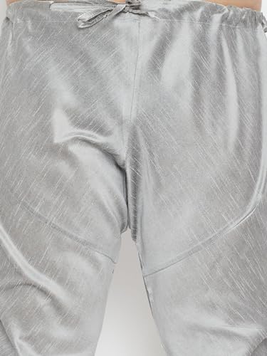 Image of Vastramay Plus Men Men's Grey Silk Blend Kurta Pyjama Set