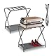 Relaxdays Kofferständer, 2er Set, klappbar, Gepäckständer mit Ablage, HBT: 58x66x38 cm, Kofferablage, Hotel, Stahl, grau
