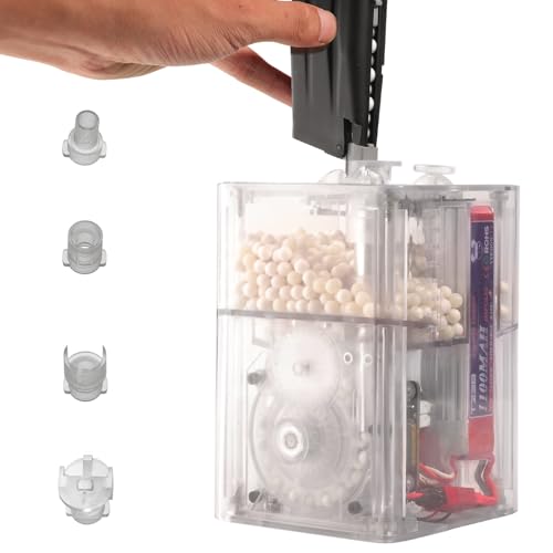 T238 Electric BB Speed Loader PRO Edition – Smart Airsoft Magazines Auto Loader, 21BB/s High-Speed, OLED Display, 1800rd Capacity, Anti-Stall Protection with 4 Adapters Includes 11.1V 1100mAh Battery