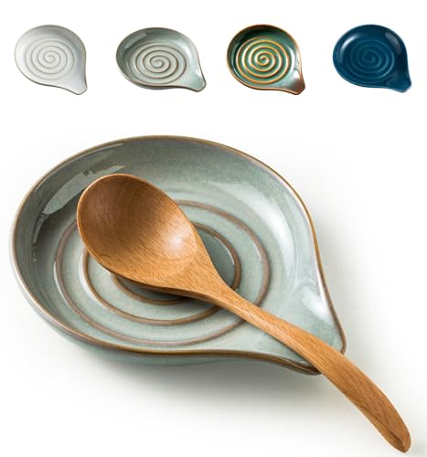 LAUCHUH Spoon Rest for Kitchen Counter, Ceramic Spoon Holder for Stove Top