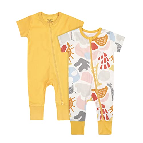 Image of Teach Leanbh Baby Boys Girls 2 Pack 2 Way Zipper Footless Pajamas Cotton Short Sleeve Printing Romper Sleep and Play