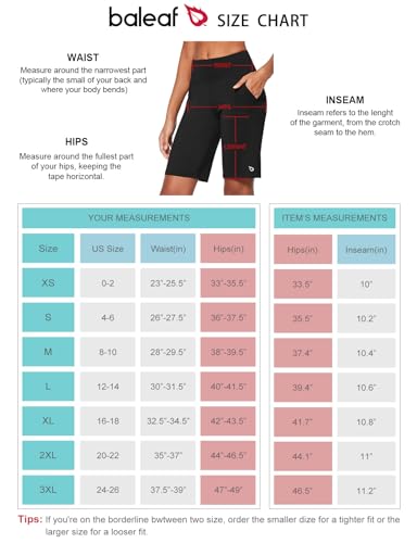 BALEAF Short feminino de 25 cm, atlético, cintura alta, shorts longos, corrida, ioga, lounge, bolsos