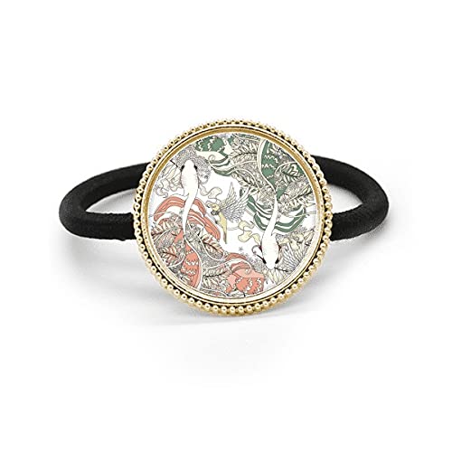 Tocado de pelo Ukiyo-e con banda de goma y adorno metálico de plata de carpa y ave