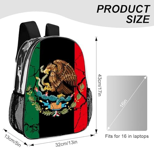 Lightweight Rucksack for Sports Travel Running - Big Capacity Multipurpose Transparent Bookbag, Black Mexico Flag Crack Art Travel and Sport Backpack Rucksack2
