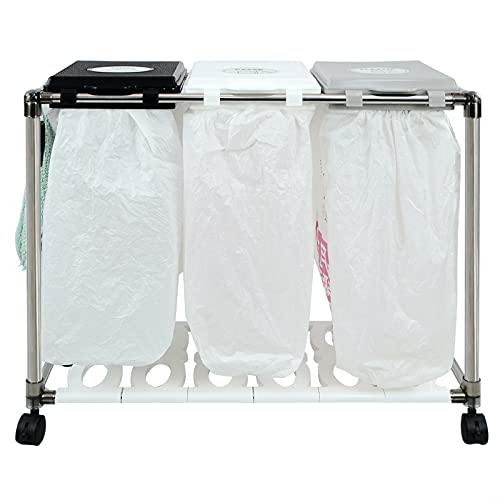 MAYQMAY Home Recycling Station Waste Bag Rack, Garbage Bag Bracket for Kitchen Office in Home - Trash Bag Holder Sorting Bins Organizer 3 Set, (Bags not Included)