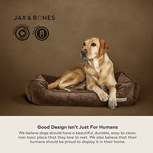 Jax & Bones Dog Bed Lounge - Machine Washable Bed For Dogs - Extra Heavy Duty Bolstered Sides - Vintage Faux Leather Dog Mat Beds | Medium 32 X 27 Inches #TOP3