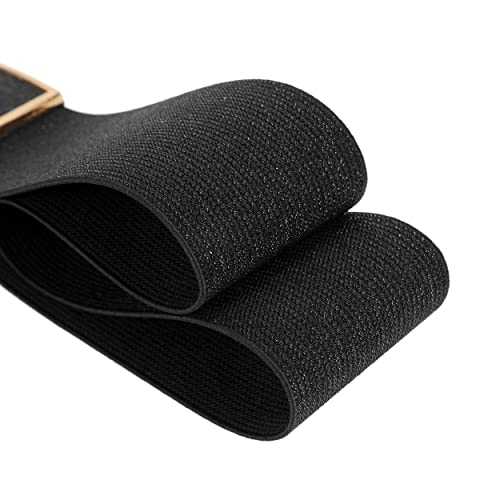 Bsllnek Women's Stretchy Waist Belt Vintage Retro Elastic Cinch Belts Waistband For Dresses (Black+Gold Buckle, Suit For Waist Size 27"-35") #TOP3