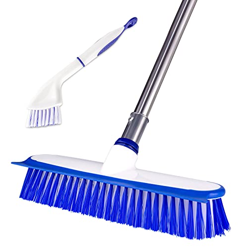 ITTAHO Mehrzweck-Boden-Scheuerbürste mit langem Griff, ausziehbare Fugenreinigungsbürste für Fliesen, Boden, Deck, Terrasse, Marmor, Garage, Küche, Bad, extra kleine Tiefenreinigungsbürste - 30,5 cm Cover