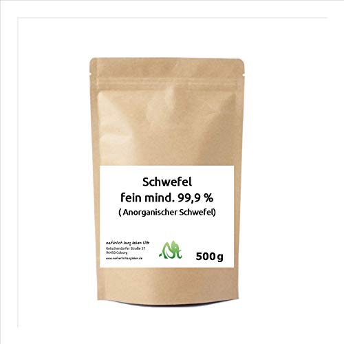 Anorganischer Schwefel (Sulfur) fein mind. 99,9% 500g pharmazeutisch rein, Original aus Naturrohstoff, hochwertig gereinigt, säurearm, doppelt verpackt Cover