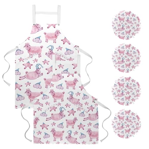 Tablier de cuisine lot de 2 idéal pour pâtisserie et cuisine créative aux motifs étoiles