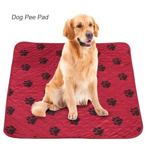 Image of Reusable Dog Pee Pads, Reusable Puppy Pads Washable Pee Pads for Dogs Waterproof Training Pads for Dogs, Dog Pee Pad Urine Mat for Pet Dogs Cats(80*90cm-Red)