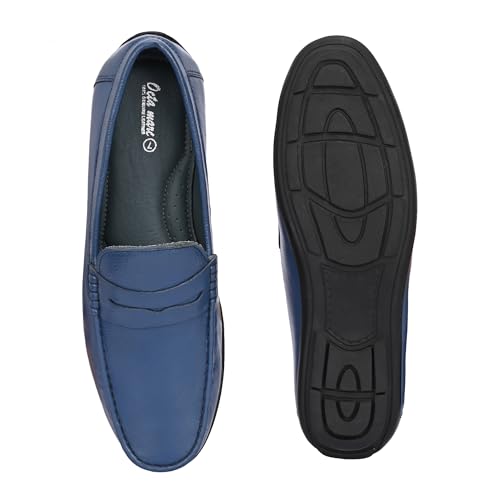 Image of Octa marc Men's Genuine Leather Loafer Shoes | Natural Rubber Sole with Soft Cushioned Insole | Classic Slip-On Design for Office, Party, Formal & Casual Wear