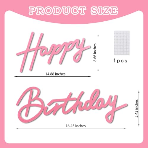 Image of TONIFUL Happy Birthday Sign for Backdrop - Light Pink Felt Banner - Includes Dot Glue - Perfect for Birthday Party Backdrop,Wall Decor,Balloon Arch,Photo Background