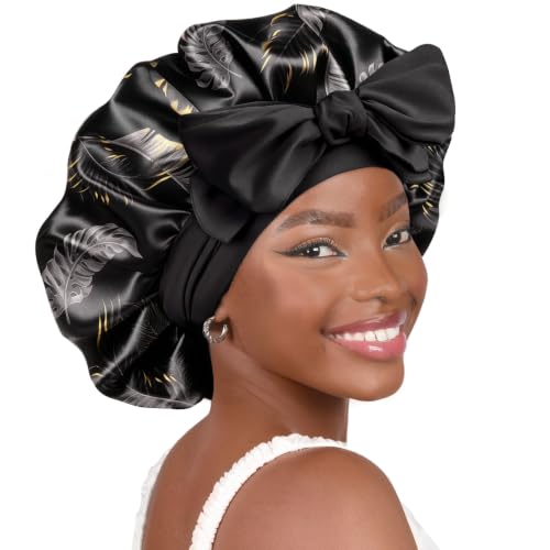 Image of YANIBEST Adjustable Silk Bonnet for Sleeping Women Double Layer Satin Bonnet Reduce Friction Prevent Frizz Curly Hair
