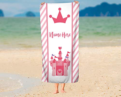 Personalized Pink Princess Towel For Kids - Custom Travel Beach Pool And Bath Towels For Adults Toddler Baby Girls #TOP2