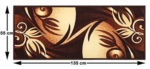 Image of THE HOME TALK Modern Polyester Area Rugs | Carpets for Living Room, Kitchen, Kid's Room, Bedroom | Microfiber Polyester Rugs | Shaggy Floor Carpet | Anti Skid Store (Brown Leave, 55x135 Cm)