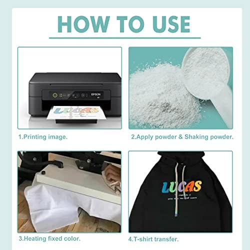 DEYROS 100g DTF Powder White Digital Transfer Hot Melt Adhesive, DTF PreTreat Transfer Powder for Black or Dark Colored Garments, DTF Hot Melt Adhesive Powder for All DTF and DTG Printers