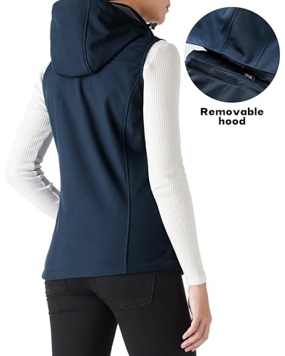 Chaleco con capucha para mujer con forro polar térmico y cortavientos 4
