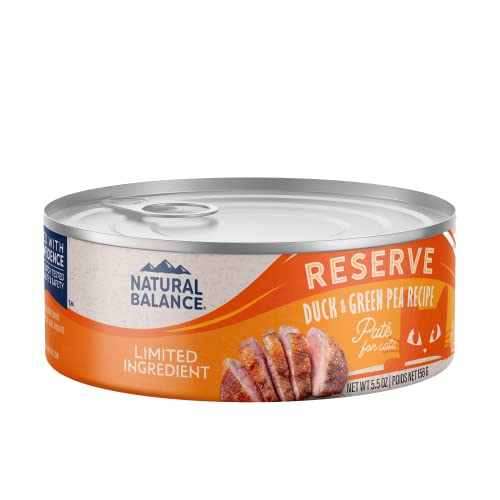 Natural Balance Limited Ingredient Adult Grain-Free Wet Cat Food - Balanced Nutrition - Wheat-Free Soy-Free Corn-Free Limited Ingredient Formula - 5.5 oz - Reserve Duck & Green Pea Recipe