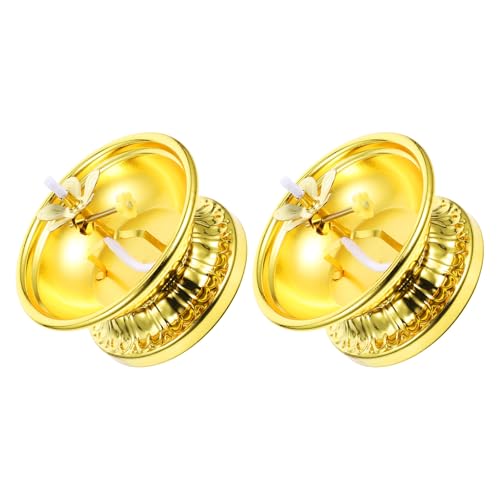 HEANUJJ 2pcs Adjustable Pure Brass Butter Oil Lamp Dish 3.6 Inch, Traditional Ghee Oil Lamp for Indoor Home Prayer and Meditation, Dimmable Light for Buddhist Altar Use
