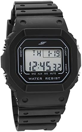SF Hexa Digital Black Polyurethane Strap Unisex Watch - 77122PP02