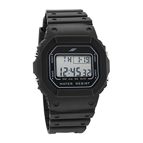 SF Hexa Digital Black Polyurethane Strap Unisex Watch 77122PP02