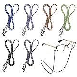 Calkkrer 6 unidades de correa multicolor para gafas de mujer y hombre, cadena de gafas de cuero, correa ajustable para gafas de sol, cadena de cuerda para gafas de sol, multicolor, L