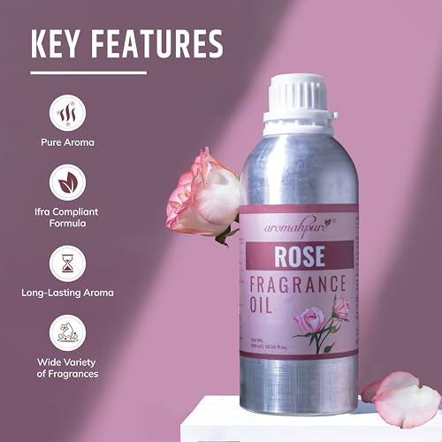 Image of Aromahpure Rose Aroma Oil | 500ml Undiluted & Natural | Long-Lasting Scent for Aromatherapy, Candle & Soap Making, Diffusers, Room Freshener, Humidifier, Bathroom Revitalizer & Home Essentials