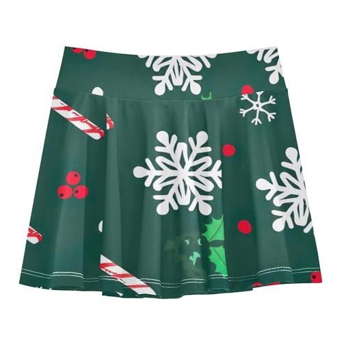 Joisal Athletic Shorts for Girls Skorts Candy Cane Christmas Green Skirts with Shorts Preppy Girl Skort 3t