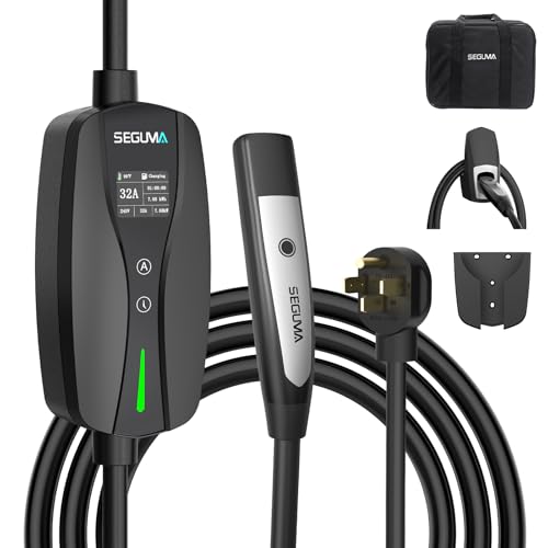 Level 2 EV Charger for Tesla, 32Amp 240V 7.68kW NACS EV Chargers, NEMA 14-50 Plug, Adjustable Current, Timing Delay 25FT Portable Electric Car Charger Compatible with All Nacs (Black)