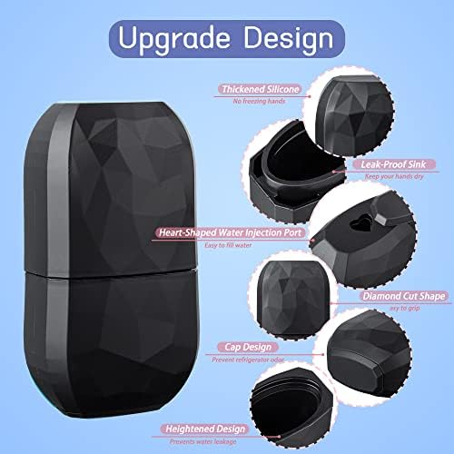 Face Ice Roller V-Shaped FDA Food-Grade Leak-Proof Silicone, Beauty Cube Ice for Skin Care/Brightens Skin/Shrink Pores/Reduce Puffiness Fine Lines/Improve Blood Circulation, Gift for Women (Black)