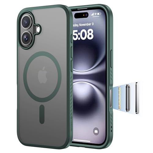 CellEver Strong Magnetic for iPhone 16 Case with Camera Control Capture Button [Camera Protection] [Military Drop Protection] [Compatible with MagSafe] Slim Translucent Matte Cover, Dark Green by CellEver - Image 9