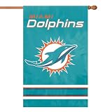 Party Animal NFL Team Flag, 44” x 28” Double-Sided, Weather-Resistant Nylon Flag for Indoor & Outdoor Use, Miami Dolphins