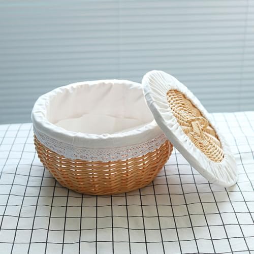 Cesta tejida de madera robusta y multiusos, almacenamiento elegante de alimentos 6