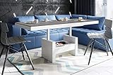 HU Design Couchtisch HLU-111 Hochglanz/MATT Schublade höhenverstellbar ausziehbar (Anthrazit Matt/Weiß Hochglanz Kombination)