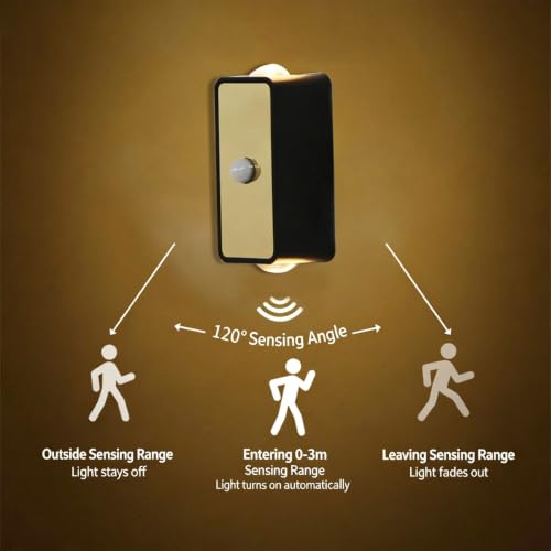 Apliques de pared LED con sensor de movimiento lámpara recargable USB para pasillo blanco 4