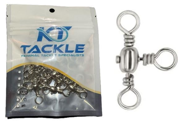 KT Tackle Sea fishing 3 way swivels 4 sizes avaliable 4/0, 3/0, 2/0, 1/0 20Pcs (2/0)