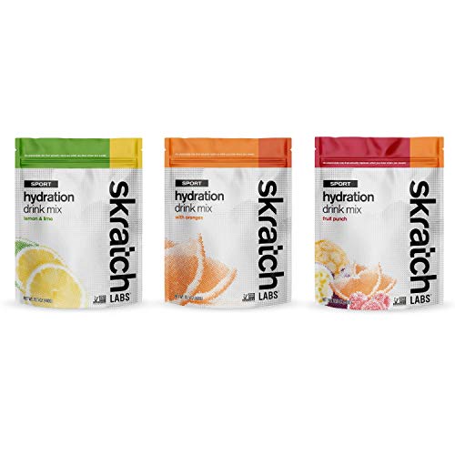 SKRATCH LABS Sport Hydration Drink Mix, Variety Pack - Lemon Lime, Oranges, Fruit Punch (60 Servings, 20 Each Flavor) - Electrolyte Powder Developed for Athletes and Sports Performance