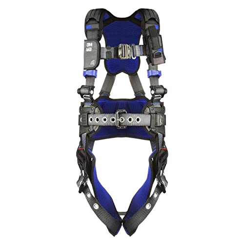 3M 1403049 DBI-SALA ExoFit X300 Comfort Construction Safety Harness Fall Protection, OSHA, ANSI, Lightweight Aluminium Back D-Ring, Auto-Locking Quick Connect Chest Buckle, Tongue Leg Buckle, Medium