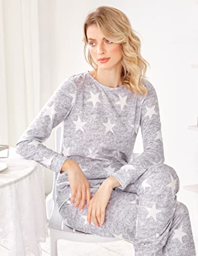 Ekouaer Womens Pajama Set Long Sleeve Sleepwear Star Print Nightwear Soft Pjs Lounge Sets With Pockets #TOP4